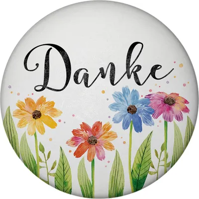 Produktbild von Blumen Magnet rund mit Spruch Danke