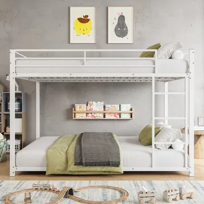 Immagine prodotto di Letto a castello per bambini Fortuna Lai - bianco - 140x200cm letto per bambini letto a castello letto a soppalco struttura letto in metallo