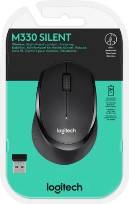 Produktbild von Logitech M330 SILENT PLUS, rechts, Mechanisch, RF Wireless, 1000 DPI, Schwarz