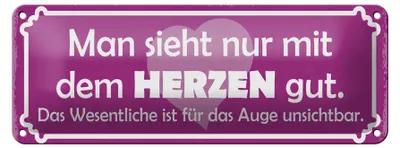 Produktbild von Blechschild Spruch 27x10cm man sieht nur mit dem Herzen gut Dekoration