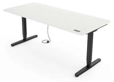Produktbild von Yaasa Desk Pro Höhenverstellbarer Schreibtisch Elektrisch 200 x 80 cm, Weiß/Schwarz – Ergo Touch Handschalter – 9 Speicherfunktionen – Höhenanzeige