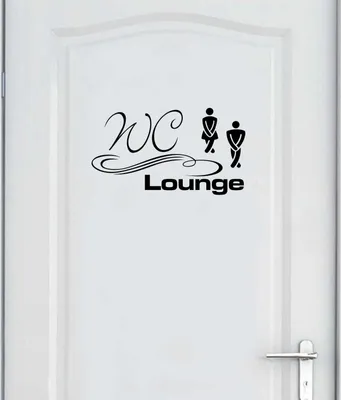 Produktbild von Wandtattoo - Wandaufkleber - Tür- Wandtattoo "WC Lounge" - 30cm x 17cm schwarz - Dekoration Küche Wohnzimmer Wand