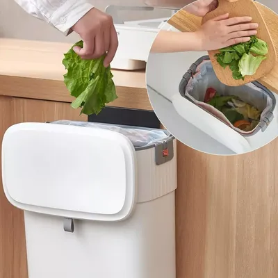 Produktbild von STILVORA Küchenmülleimer 9 Liter, Hängender Mülleimer Küche, Mülleimer mit Klappdeckel, Platzsparender Wandmülleimer, Einhand Öffnung Müllbehälter
