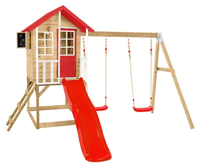 Produktbild von Zwerkules Lolla 3 Kinder Stelzenhaus mit Rutsche und Schaukel Holz