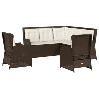 Immagine prodotto di vidaXL Set da salotto da giardino 5 pezzi con cuscini in polirattan marrone