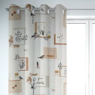 Produktbild von SCHÖNER LEBEN. Vorhang Lebensweisheiten beige 245cm oder Länge wählbar aus Standardgrößen Aufhängung Ösen