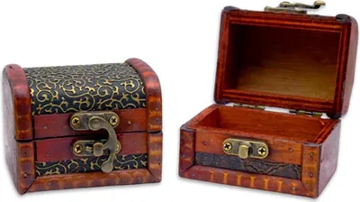 Image de Caisse au trésor vintage en bois, 2 pièces, pour les bijoux et la décoration, motif floral, 8 x 6 x 6 cm