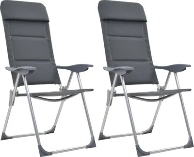 Obrázok produktu pre The Living Store Kempingová stolička 2 ks. Sivá 58 x 69 x 111 cm Hliník