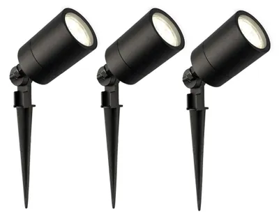 Produktbild von Ledvion 3er Set Gartenstrahler mit Erdspieß schwarz 3W 4000K GU10 IP65