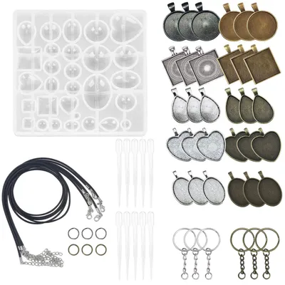 57-teiliges DIY-Schmuckset mit Hängertabletts und Glascabochons