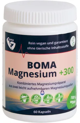 Produktbild von BOMA Magnesium +300 Kapseln zur Unterstützung für Muskeln, Knochen und Nerven, 60 St. Kapseln