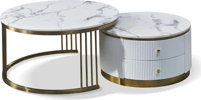 Image de Table basse en bois naturel et acier inoxydable, style élégant