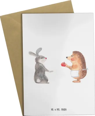 Produktbild von Mr. & Mrs. Panda Grußkarte Hase Igel - Weiß - Geschenk, und, Trösten, einladungskarten, Herzschmerz, weihnachtskarten, Lustige Sprüche, Liebe Spruch, dankeskarten