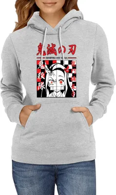 Produktbild von Damen Kapuzenpullover Demon Anime Slayer Nezuko Kamado 009, Lady XS / Grau