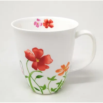 Produktbild von Becher, Tasse LOTTA BLUMEN für 350ml weiß bunt Bone China Porzellan TeaLogic