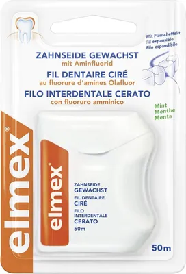 Zdjęcie produktu dla elmex, woskowana nić dentystyczna, 50 metrów
