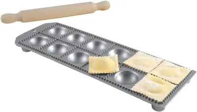 Produktbild von Eppicotispai Ravioli-Form aus Aluminium mit 12 Formen – Teigroller