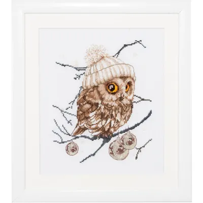 Zdjęcie produktu dla Zestaw do haftu krzyżykowego Thea Gouverneur "Whoo..Whoo..It's winter Aida", wzór do liczenia, 31x30cm