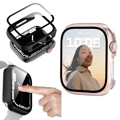 Immagine prodotto di Per Apple Watch Series 9 8 7 45 / 6 SE 5 4 44mm 2 in 1 Custodia cover + vetro rigido
