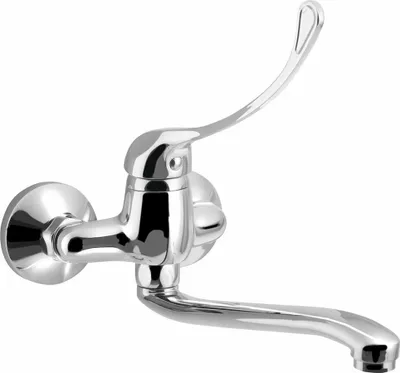 Produktbild von Aqualine 35 Wand-Armatur, 100mm Abstand, medizinischer Hebel, erhöhter Auslauf, 220mm, Chrom