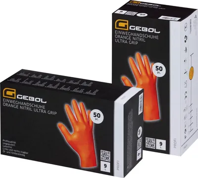 Immagine prodotto di GEBOL guanti monouso in nitrile arancione Ultra Grip taglia XL - 50 pezzi