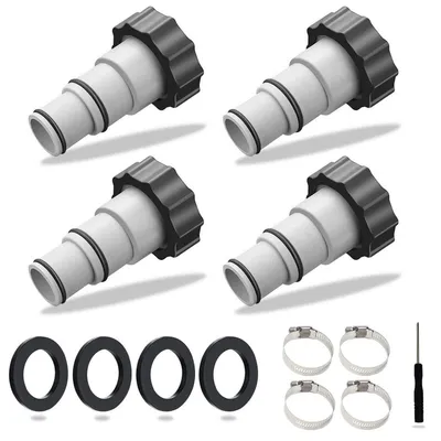 Produktbild von Schlauchadapter Set für Poolpumpen 4 Stück 1,25 Zoll auf 1,5 Zoll Kunststoff