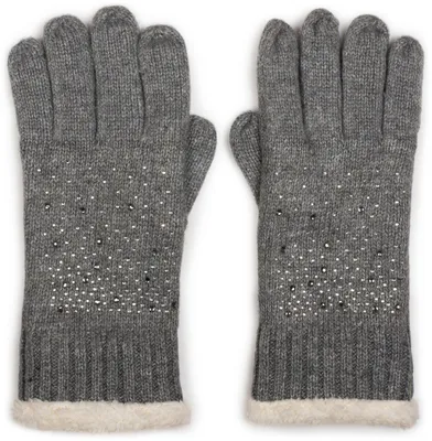 Productafbeelding van styleBREAKER dames wollen handschoenen met strass-versiering en fleecevoering | warme winterhandschoenen met glinsterende details | zachte, thermische handschoenen voor de vingers