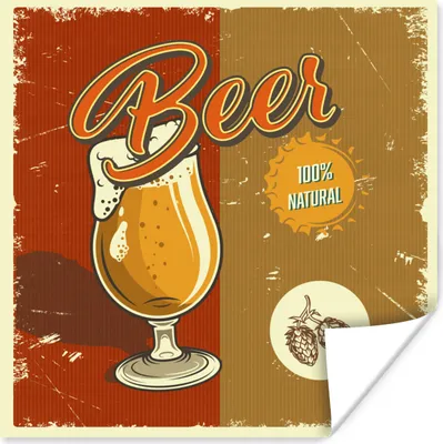 Produktbild von MuchoWow® Poster Mancave - Bier - Glas - Vintage 75x75 cm - Wand Dekoration