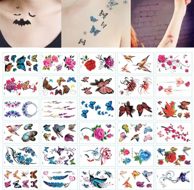 Obrázok produktu pre Dočasné tetovanie Tetovanie Body Art Malé listy Tetovacie nálepky Falošné tetovanie na ruky Nálepky pre mužov ženy (30 listov)