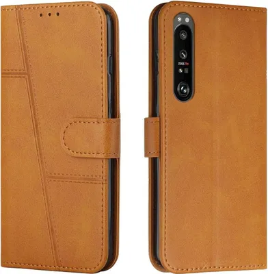 Produktbild von König Design Hülle kompatibel mit Sony Xperia 1 III Kunstleder Handyhülle - Handy Case Gelb