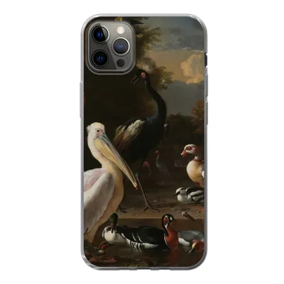 Produktbild von MuchoWow® Handyhülle Schutzhülle Hülle für iPhone 13 Pro Max Ein Pelikan und andere Vögel in der Nähe eines Wasserbeckens - Gemälde von Melchior d'Hondecoeter Silikon Softcase Handy Hülle - Mobiltelefon