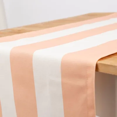Produktbild von Tischläufer Baumwolle 40x160cm peach ecru gestreift von SCHÖNER LEBEN.