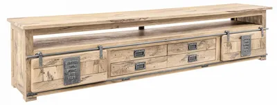 Immagine prodotto di MASSIVMOEBEL24 | mobile TV in legno di Mango 260x50x60 sbiancato laccato RAILWAY