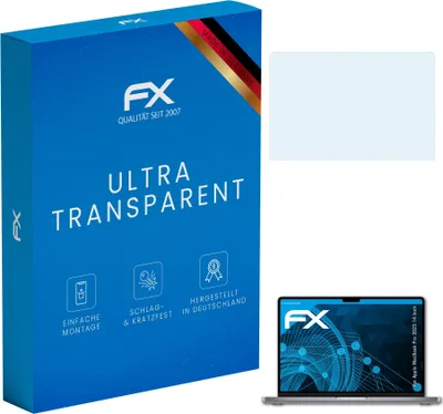 Produktbild von atFoliX FX-Clear 2x Schutzfolie kompatibel mit Apple MacBook Pro 14 (2023) Displayschutzfolie