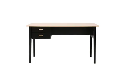 Produktbild von SIT Möbel Schreibtisch mit 2 Schubladen | MDF-Platte natur | Beine Heveaholz schwarz | B 140 x T 60 x H 75 cm | 19000-86 | Serie SCHREIBTISCH