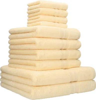 Produktbild von Betz 10er Handtuch-Set GOLD Luxus Qualität 600g/m² 100% Baumwolle 2 Duschtücher 4 Handtücher 4 Seiftücher Farbe beige