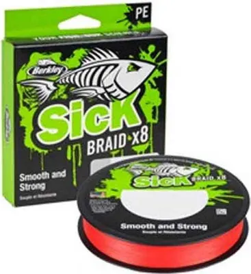 Produktbild von Berkley Sick Braid - 150m geflochtene Angelschnur, Durchmesser/Tragkraft:0.29mm / 24.6kg, Farbe:Red