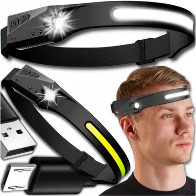 Obrázek produktu pro Výkonná LED čelovka, čelová lampa s reflektorem, vodotěsná a robustní čelovka