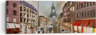Produktbild von Bild auf Leinwand - Leinwandbild - Paris Turm Straße - 90x30cm - Wand Bild - Wanddeko - Wandbilder - Leinwanddruck - Bilder - Kunstdruck - Wanddekoration - Leinwand bilder - Wandkunst - CA90x30-3431