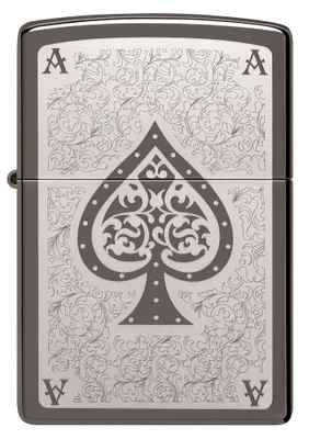 Produktbild von ZIPPO - Filigranes Ass - Black Ice® Schwarz - Laser Rotary - Sturmfeuerzeug nachfüllbar Benzin 60006312
