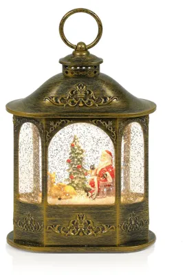Wasserwirbel-Laterne Weihnachtsmann 21 cm antikes Gold LED