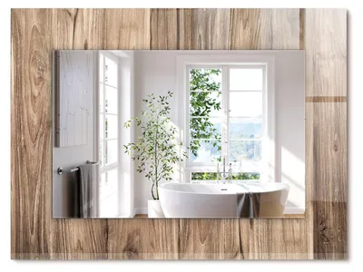 Produktbild von Holzdielenboden – Rechteckiger Spiegel mit Druck 80x60 cm – Modern - Dekorativ für die Wand