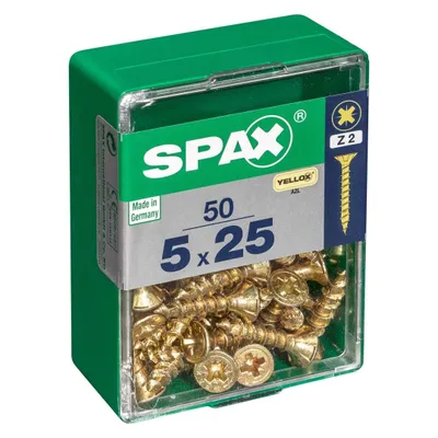Immagine prodotto di Set di 50 viti in acciaio a testa svasata pozidriv SPAX, Diam.5 mm x L.25 mm