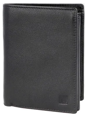Produktbild von Herren Geldbörse aus Leder Schwarz - Hochformat Geldbeutel mit Geschenkbox - Portemonnaie mit RFID Schutz und Münzfach - Große Brieftasche für Männer (Schwarz)