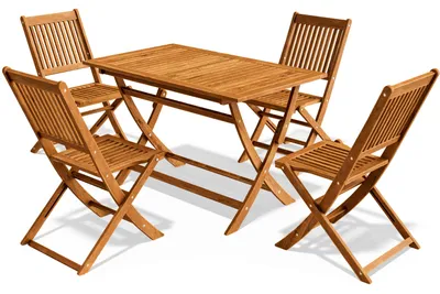 Image de CASARIA® Ensemble de meubles de jardin SYDNEY salon de jardin en bois d'acacia certifié FSC® pour 4 personnes table exterieur avec chaise pré-huilé terrasse version 2026
