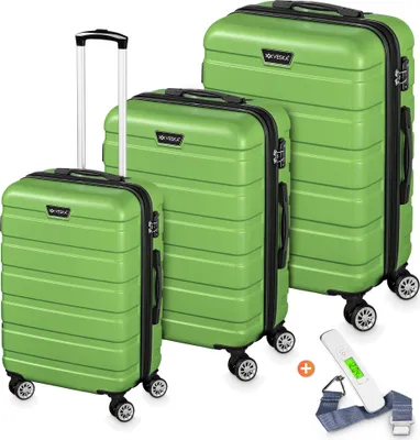 Produktbild von Hartschalenkoffer Kofferset 3 teilig mit TSA Zahlenschloss 4 Rollen ABS-Hartschale, Reisekoffer Trolley Rollkoffer Koffer - oliv-grün