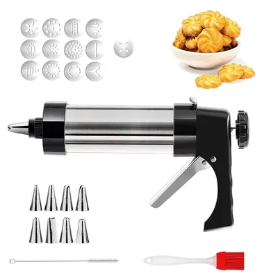 Bakpresse Edelstahl, 13 Schablonen, 8 Tüllen, 437 g
