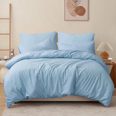 Obrázek produktu pro Uniqoos® Sada povlečení z mikrovlákna, 220 x 240 cm, 3dílná – 1 prostěradlo + 2 povlaky na polštáře 80 x 80 cm, měkká a prodyšná, se zipem a rohovými páskami, jednobarevná