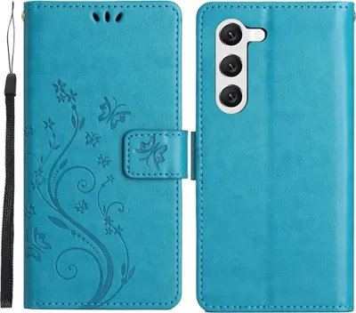 Produktbild von Samsung Galaxy S23 Hülle - Coverup Blumen & Schmetterlinge Klapphülle - Blau