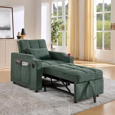 Immagine prodotto di MODFU: Letto pieghevole, divano minimalista, divano a tre posti, sistema scorrevole, porta di ricarica USB, divano relax con funzione letto, ideale per piccoli appartamenti, colore verde